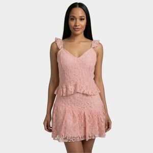 Pink Heart Lace Top & Skirt Set